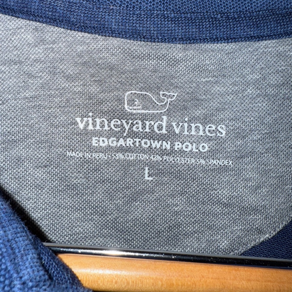 Vineyard Vines Men’s L Edgartown Dark Blue Polo Shirt with Whale Logo - Picture 3 of 6